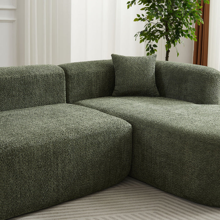 L - Shape Boneless Cloud Couch With 2 Throw Pillows For Living Room