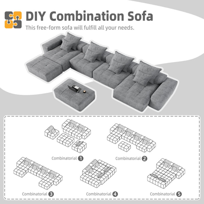 Modern Oversized, Modular Sectional Sofa With Pillows