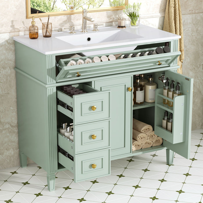 Bathroom Vanity With Sink, 3 Drawers & 2 Doors