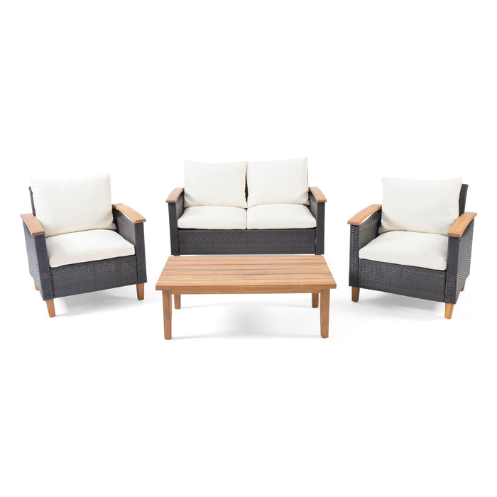 Isla - Transitional Chat Set With Water Resistant Cushions - Teak