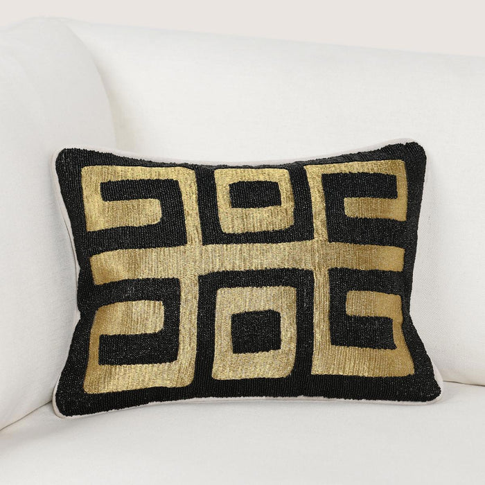 Dala - 12" x 16" Pillow - Black / Gold