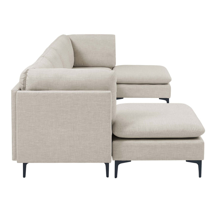 Upholstered Modular Sectional With Medium Firm Seat Cushion - Almond