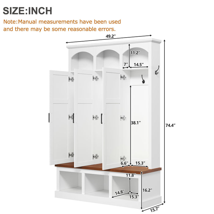 Classic Arched Design Hall Tree With 3 Hidden Storage