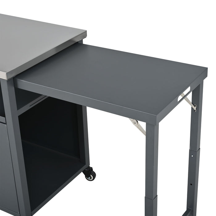 Foldable Outdoor Prep Station BBQ Cart With Trash Rack