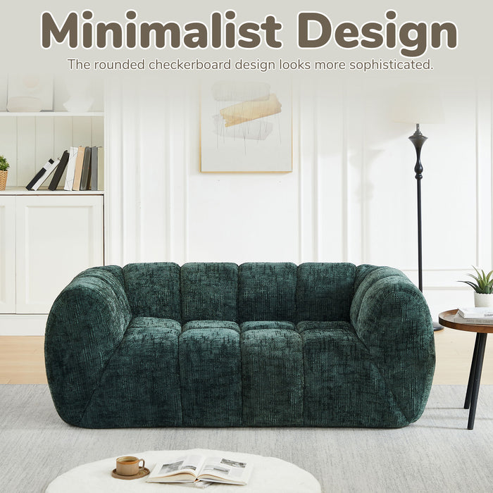 Quilted Cloud Sofa With Rounded Armrests And Piano Key Backrest Design