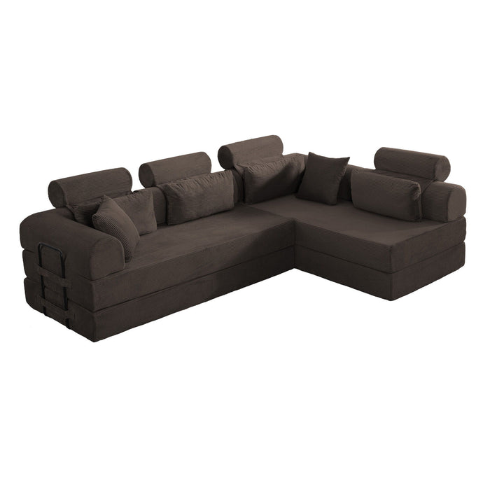 Modern L-Shape Modular Sectional Sofa, Compressed Design