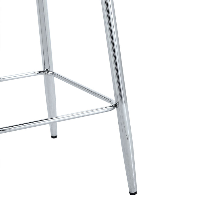 Modern Bar Chair Set Streamlined Backrest Metal Legs 2 Pieces - Black / Silver