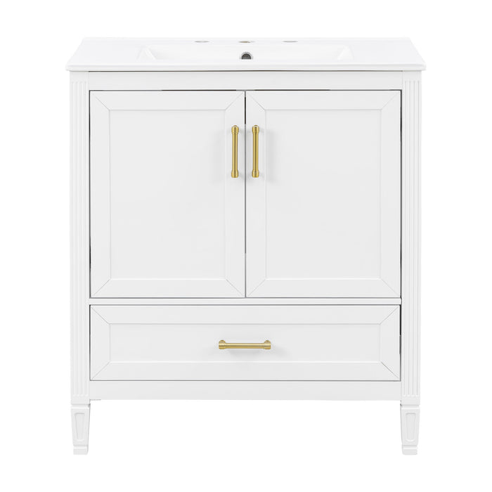 Elegant Fluted Bathroom Vanity With Sink, Soft Close Doors & Drawer