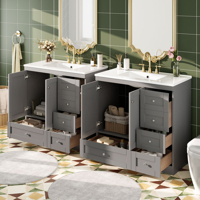 Shaker Free Standing Bathroom Vanity Cabinet With Sink, Soft Close Drawers, Soft Close Doors