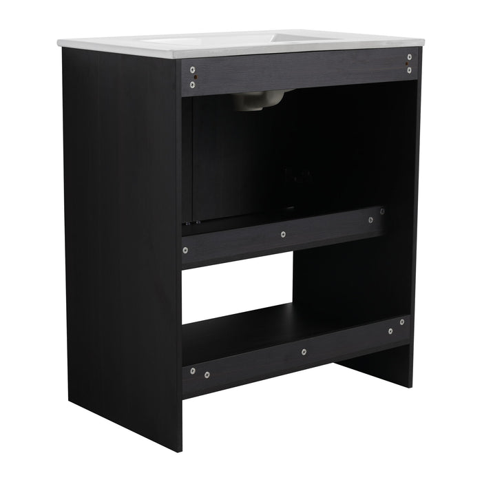 Modern Bathroom Vanity With Ceramic Sink, Freestanding Cabinet, Soft Closing Doors