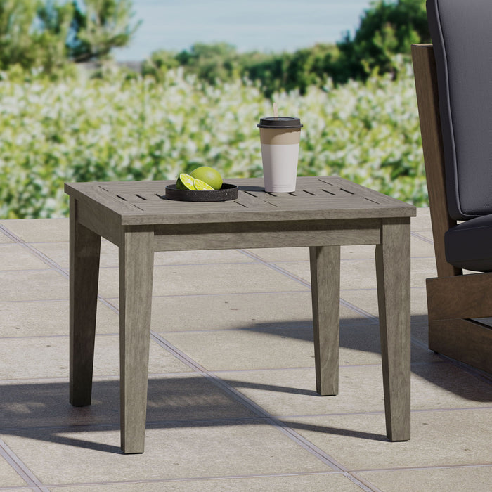 Dexterity - Outdoor Square Side Table With Wood Frame - Gray