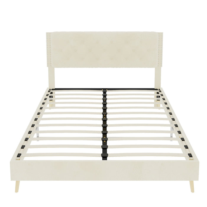 Upholstered Bed With Tufted Headboard