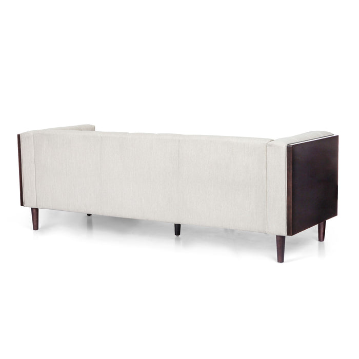 Contemporary Mid-Century Charm 3 Seater Sofa With Button Tufted Waffle Stitching