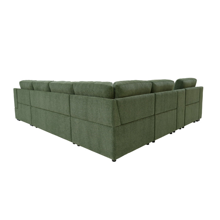 U - Shape Sectional Pull Out Bed With Console, Storage, And USB Charging