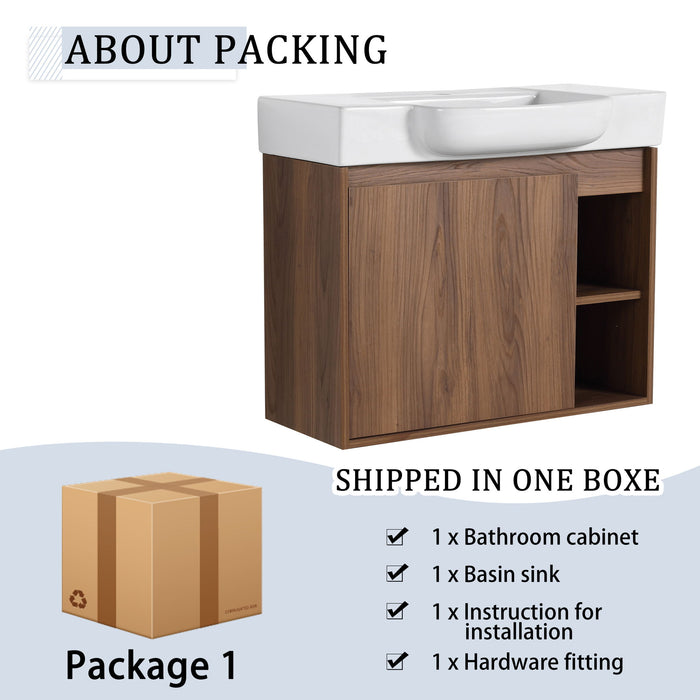 Wall Mounted Bathroom Vanity With Sink & Soft Close Door