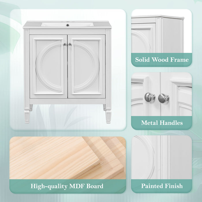 Double Sink Bathroom Vanity Set With Wall Mount Mirror Cabinet