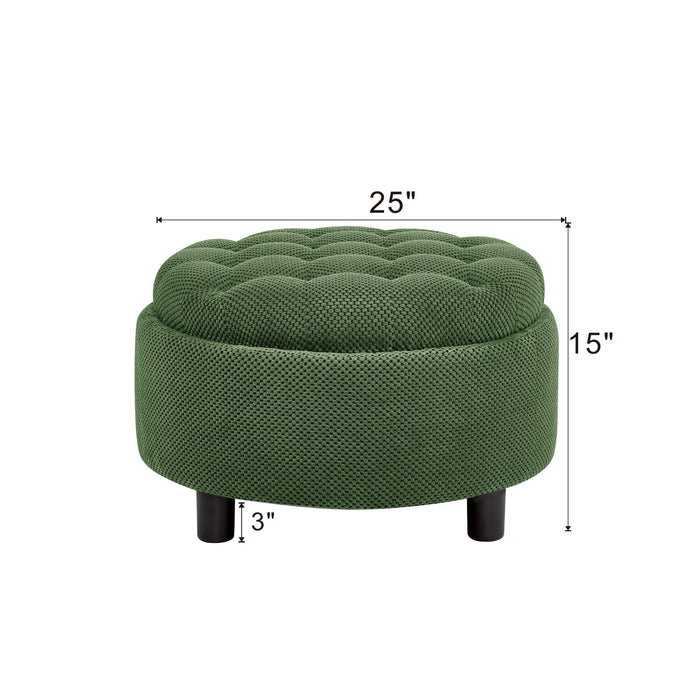 Storage Round Footstool Table Ottoman