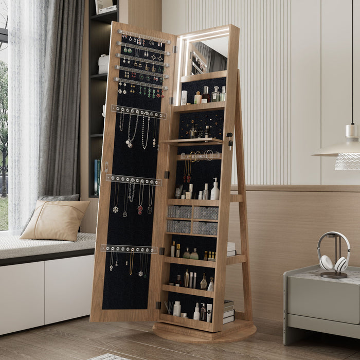 Swivel Jewelry Cabinet With Full Length Mirror