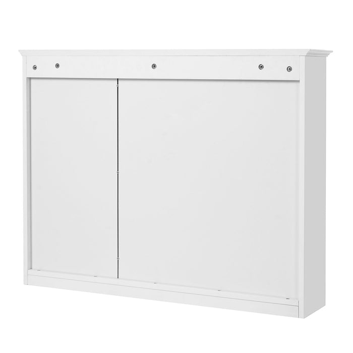 Wall Mounted Medicine Cabinet With Mirror, Adjustable Shelf - White