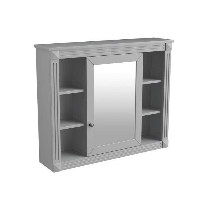 Wall Mounted Bathroom Storage Cabinet With Mirror, Cabinet With 6 Open Shelves And Adjustable Interior