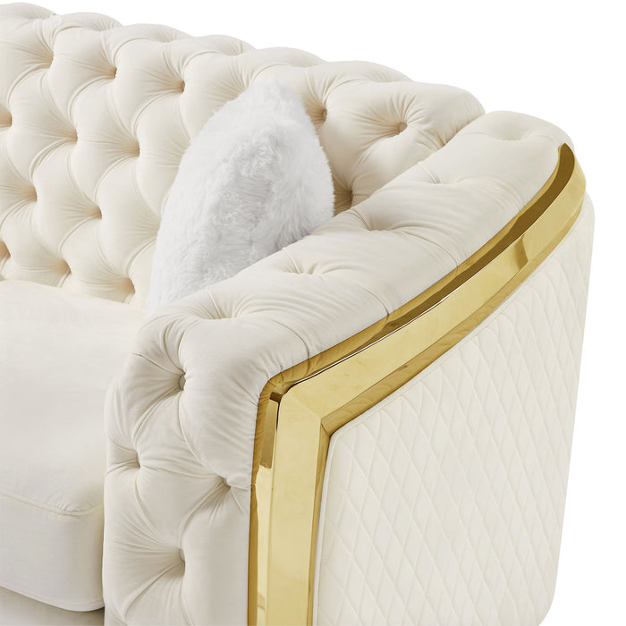 2 Seater Sofa With Button Tufted Diamond Grid & 2 Pillows For Living Room