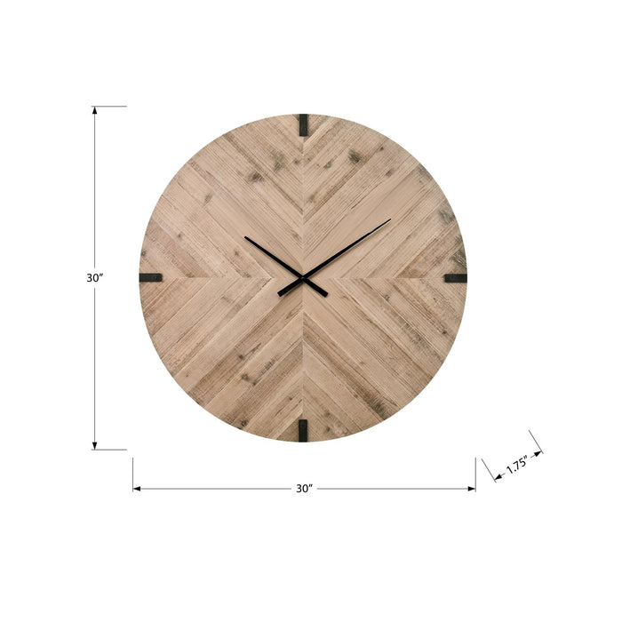 Wall Clock, Round, Large Oversized - Brown