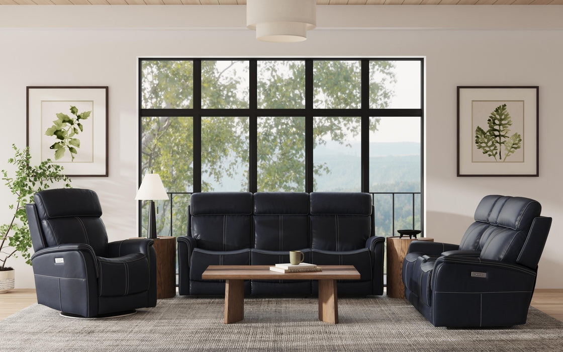 View - Power Reclining Sofa With Console, Power Headrest & Lumbar