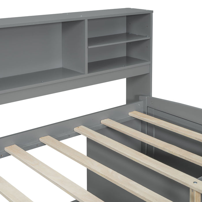 Daybed With 2 Bedside Cabinets, Upper Shelves And 4 Drawers