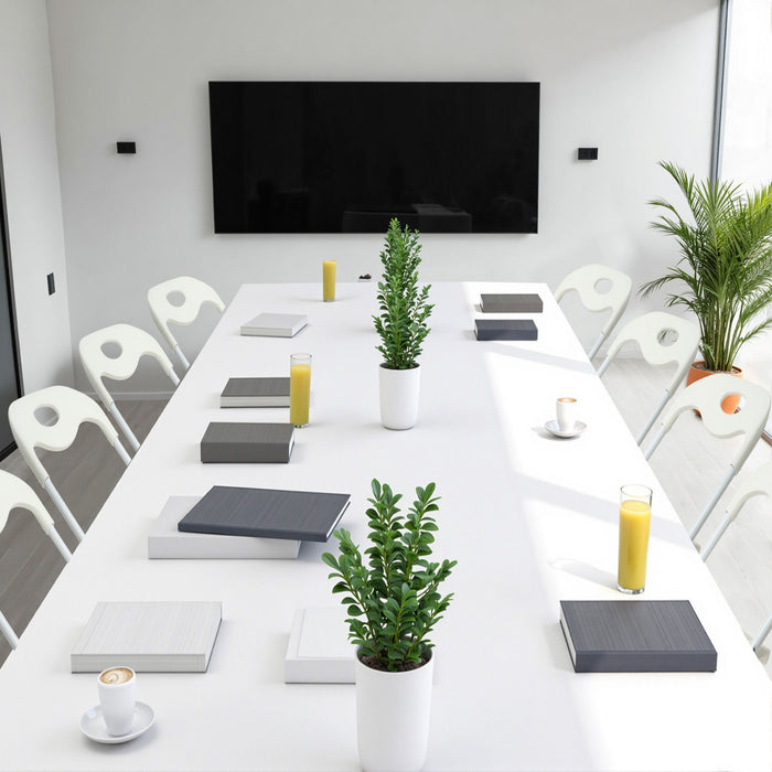 Folding Chairs, Stackable & Waterproof (Set of 4) - White