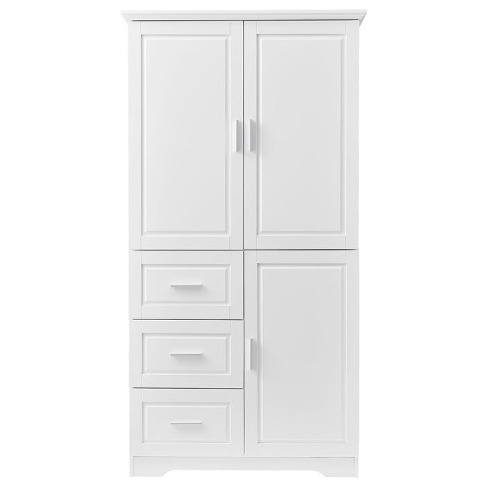 Tall And Wide Storage Cabinet With Doors, 3 Drawers
