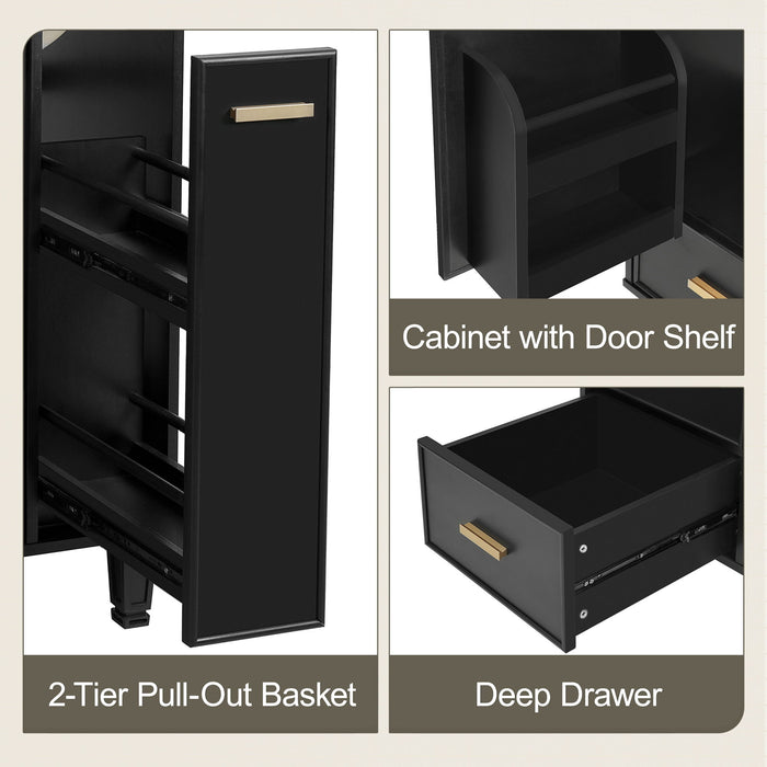 Bathroom Vanity With Sink, Deep Drawer And Pull Out Basket, Rectangular Design - Black