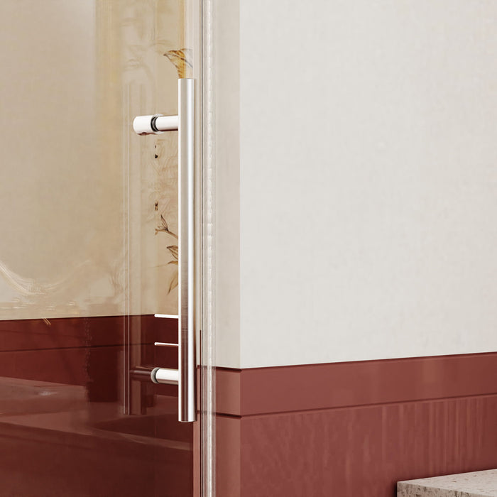 Frameless Single Sliding Shower Doors With Towel Rail & Handle