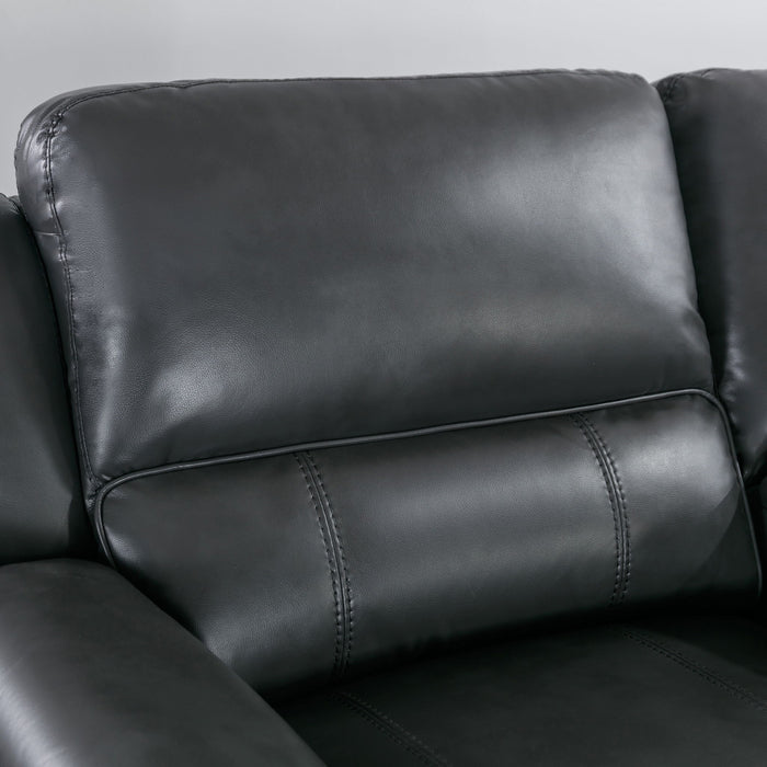Power Reclining Sectional Sofa With 3 Adjustable Recliners, USB Ports & Cup Holders, Oversized Seating For Living Room - Black