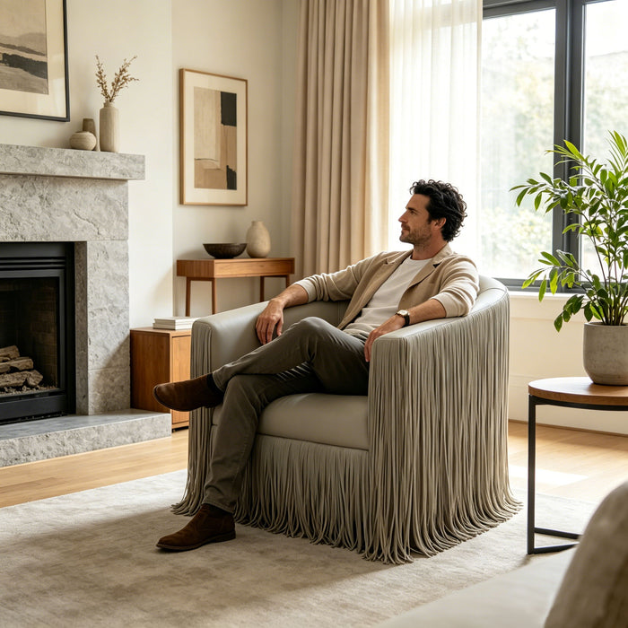 Isle - Swivel Chair With Fringe Accent