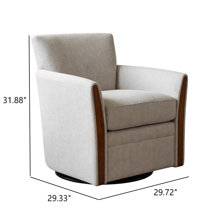 Swivel Accent 360° Rotating Armchair With Turntable Base For Living Room - Cream Beige