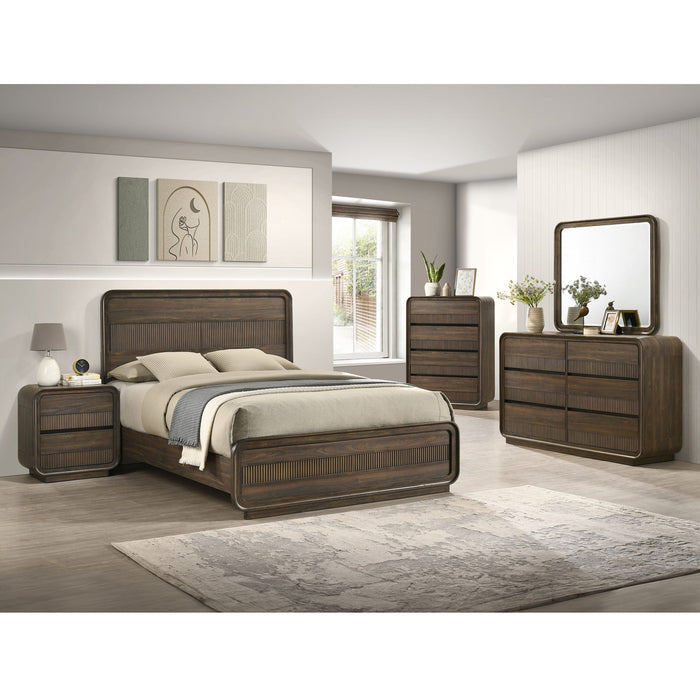 Flair Rounded Edges 1 Piece Dresser, 6 Drawer Storage Bedroom Furniture - Brown
