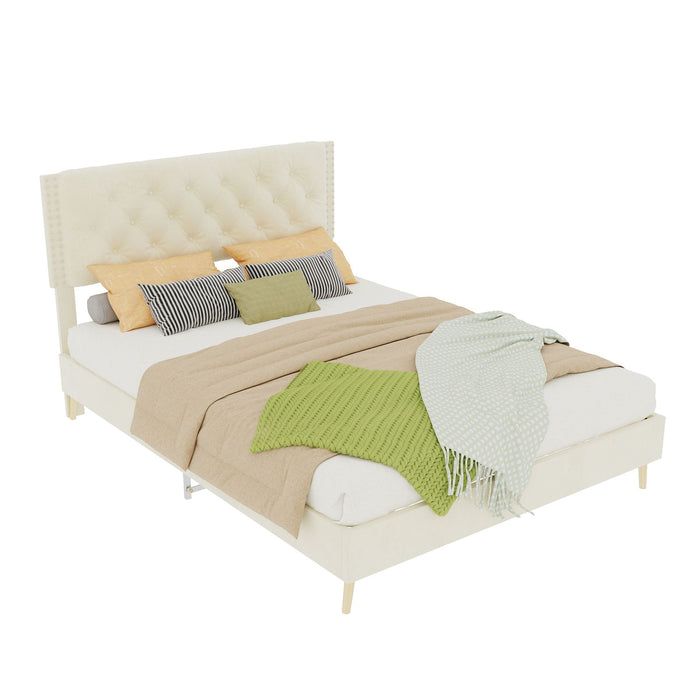 Upholstered Bed With Tufted Headboard