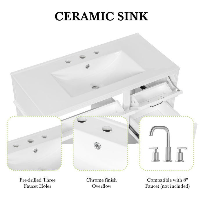 Modern Bathroom Vanity With Sink Top, Flip Drawer Design