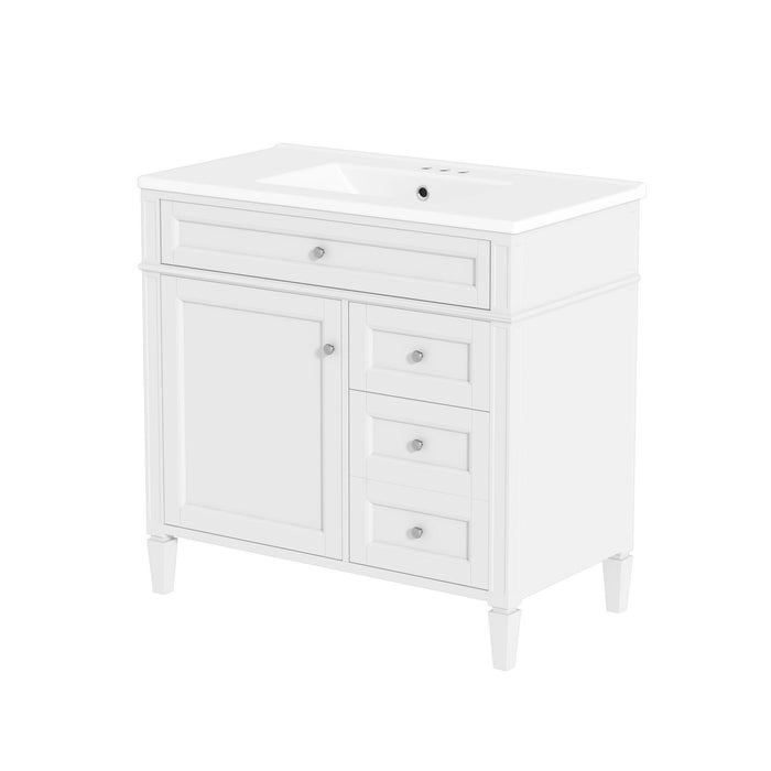 Bathroom Vanity With Top Sink, 2 Drawers, Tip Out Drawer