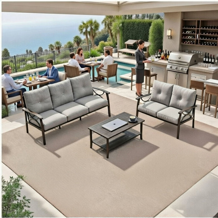 Patio Furniture Set With Coffee Table And Cushions For Backyard