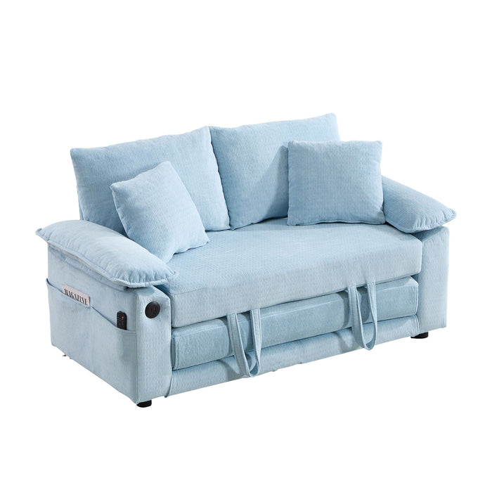 Upholstered Futon Convertible Floor Sofa Bed