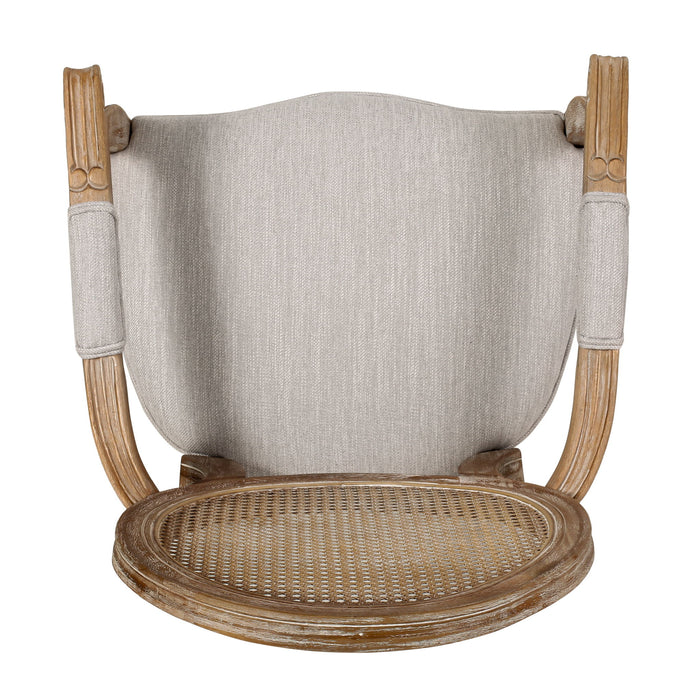 French Country Style Wood And Cane Upholstered Dining Chair Set