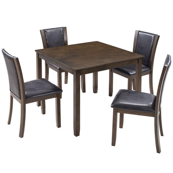 5 Piece Dining Table Set With Chairs - Dark Walnut