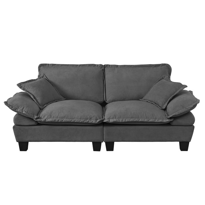 2 Seater Modular Loveseat With Curved Armrests