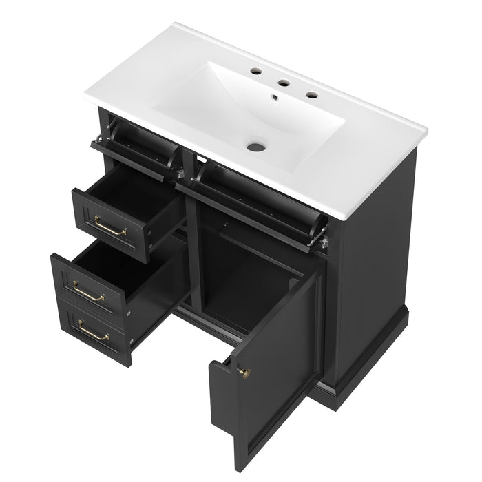 Modern Bathroom Vanity With Sink Top, 4 Drawers And 1 Soft-Close Door