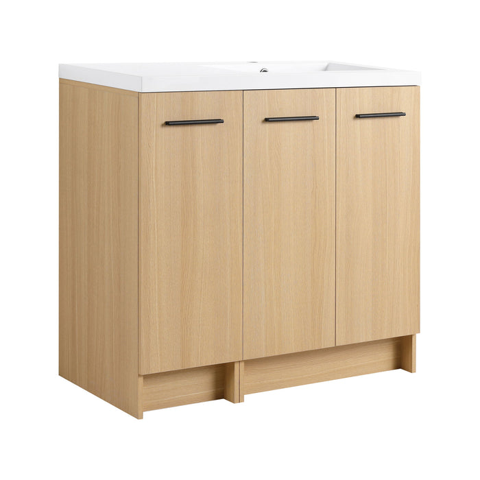 Wall Mounted Floating Bathroom Vanity With Sink, 3 Door Modular Cabinet
