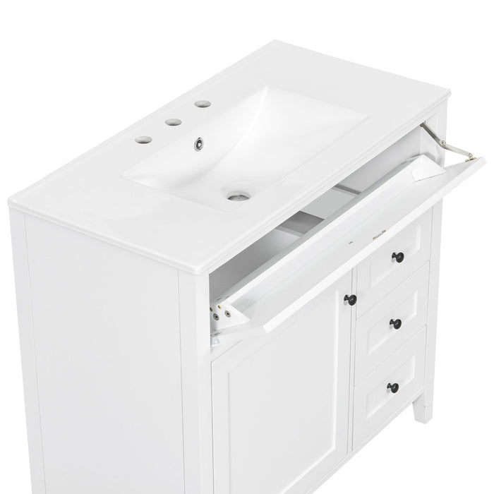 Bathroom Vanity With Sink, Cabinet With 3 Drawers And Adjustable Shelf