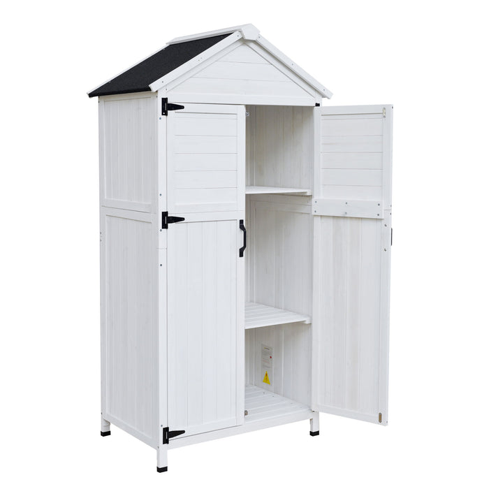 Storage Shed With Double Doors For Outdoor Garden Tool Organization - White