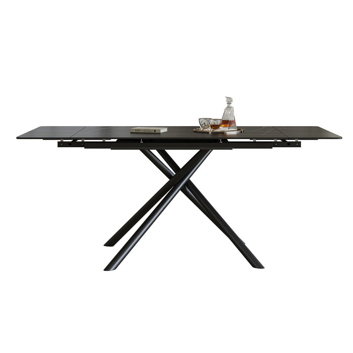 Retractable Sintered Stone Dining Table Set With Chairs