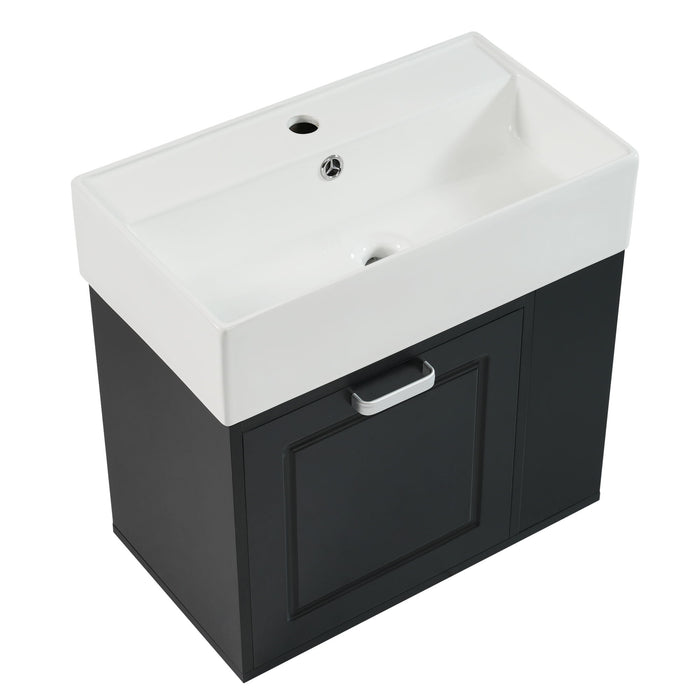 Modern Wall Mounted Bathroom Vanity With Sink, Soft Close Drawer, Adjustable Shelf, Toilet Paper Holder